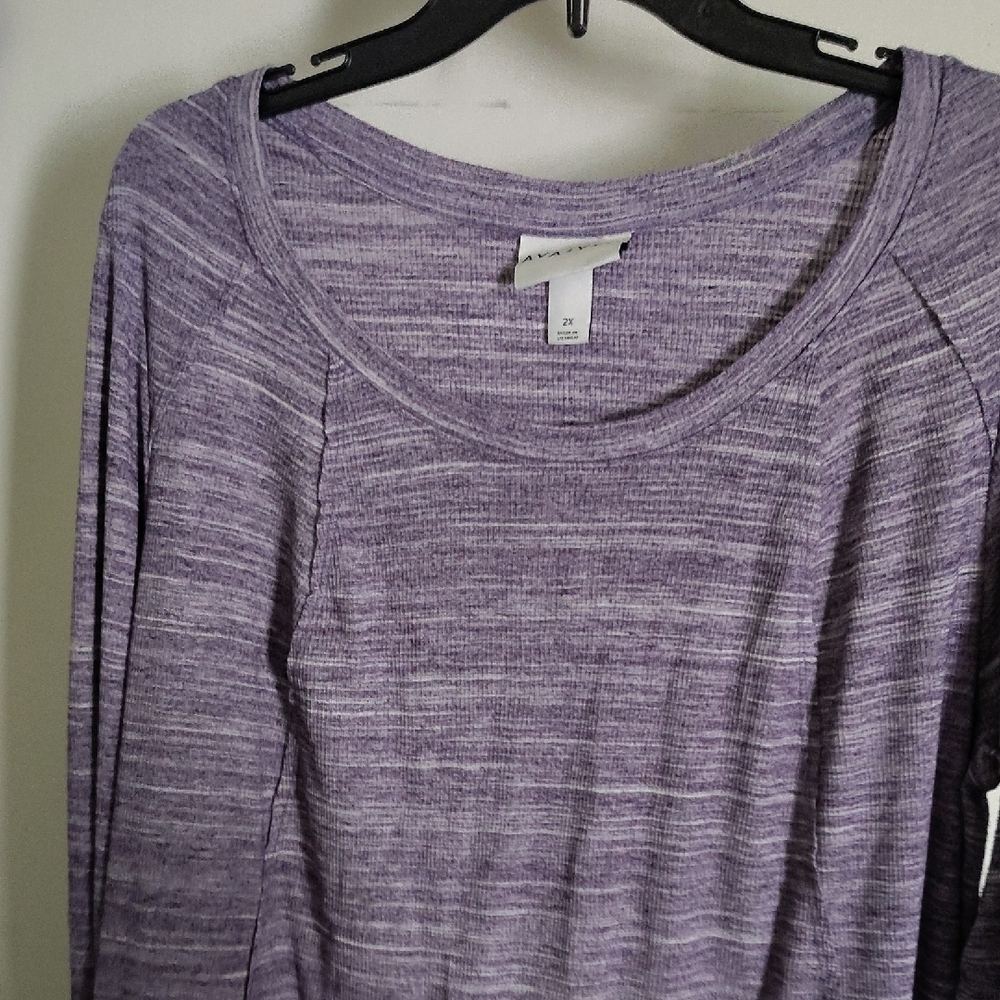 Elegant Heathered Purple Long Sleeve Top